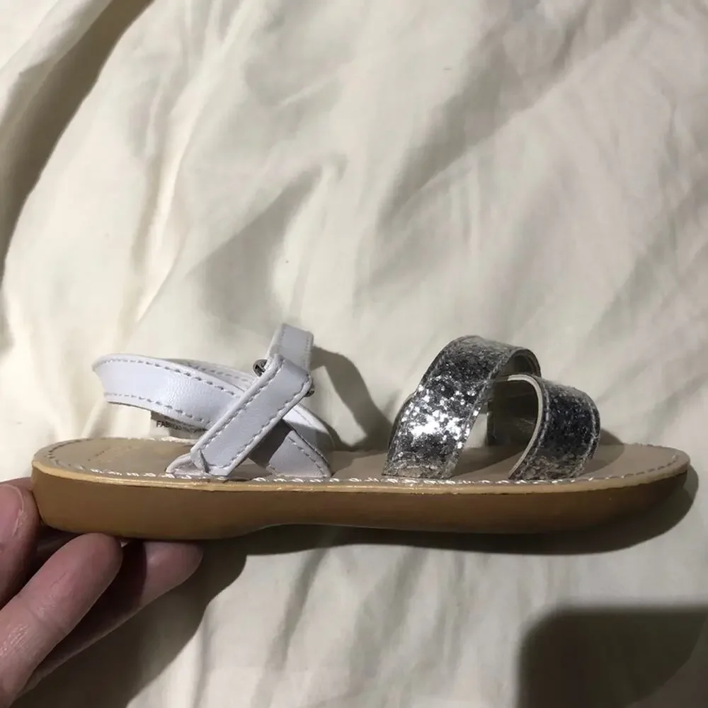 Gymboree White silver sandals 8m worn once